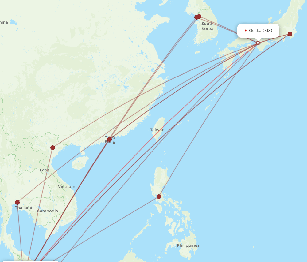 KIX-KUL flight routes