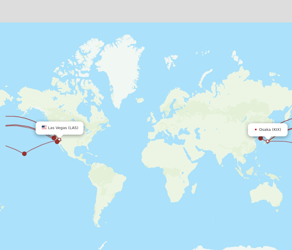 KIX to LAS flights and routes map