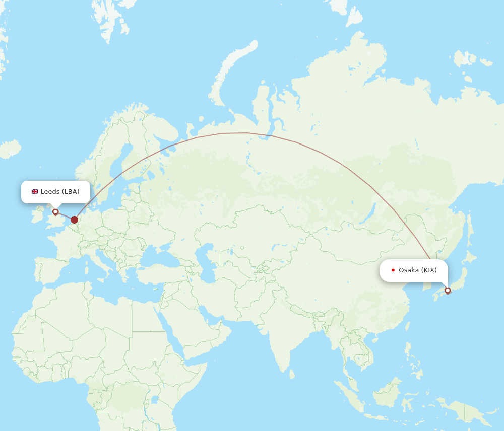KIX-LBA flight routes