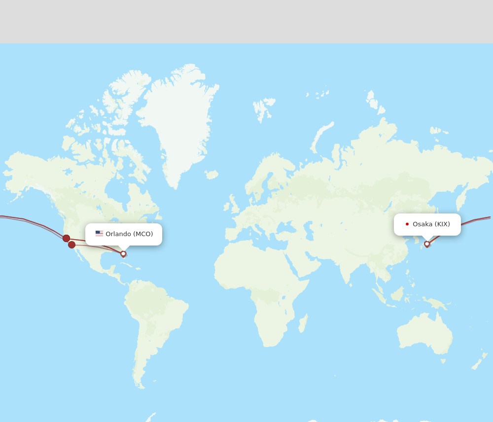 KIX to MCO flights and routes map