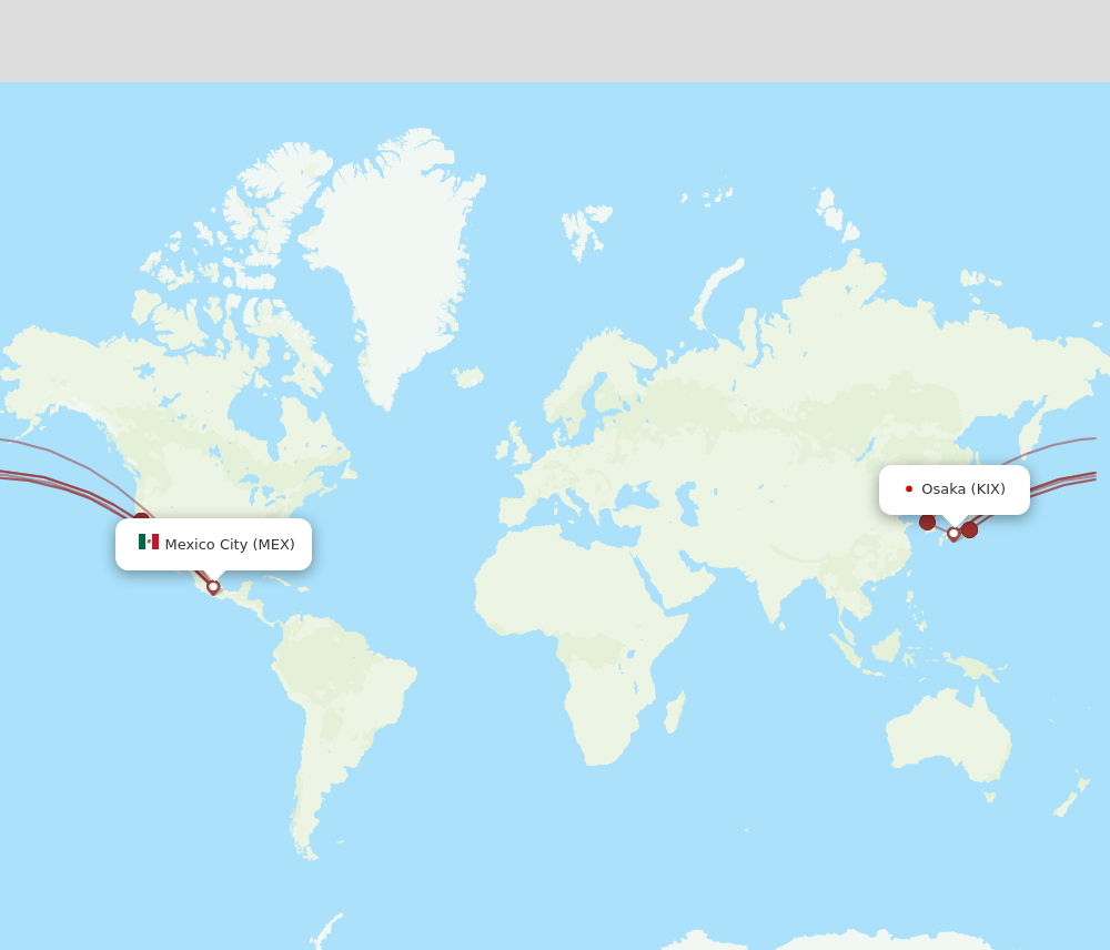 KIX to MEX flights and routes map