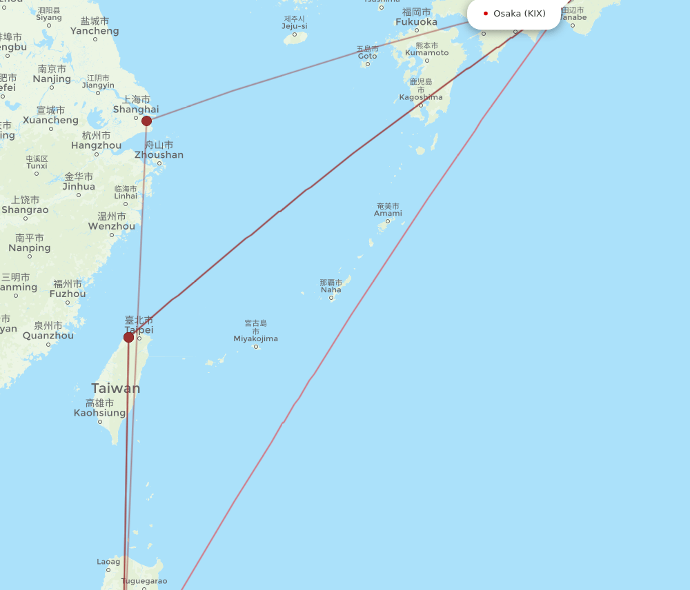 KIX to MNL flights and routes map