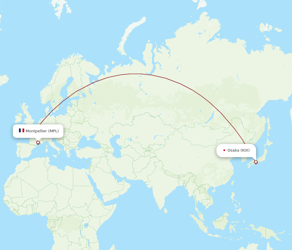 KIX-MPL flight routes
