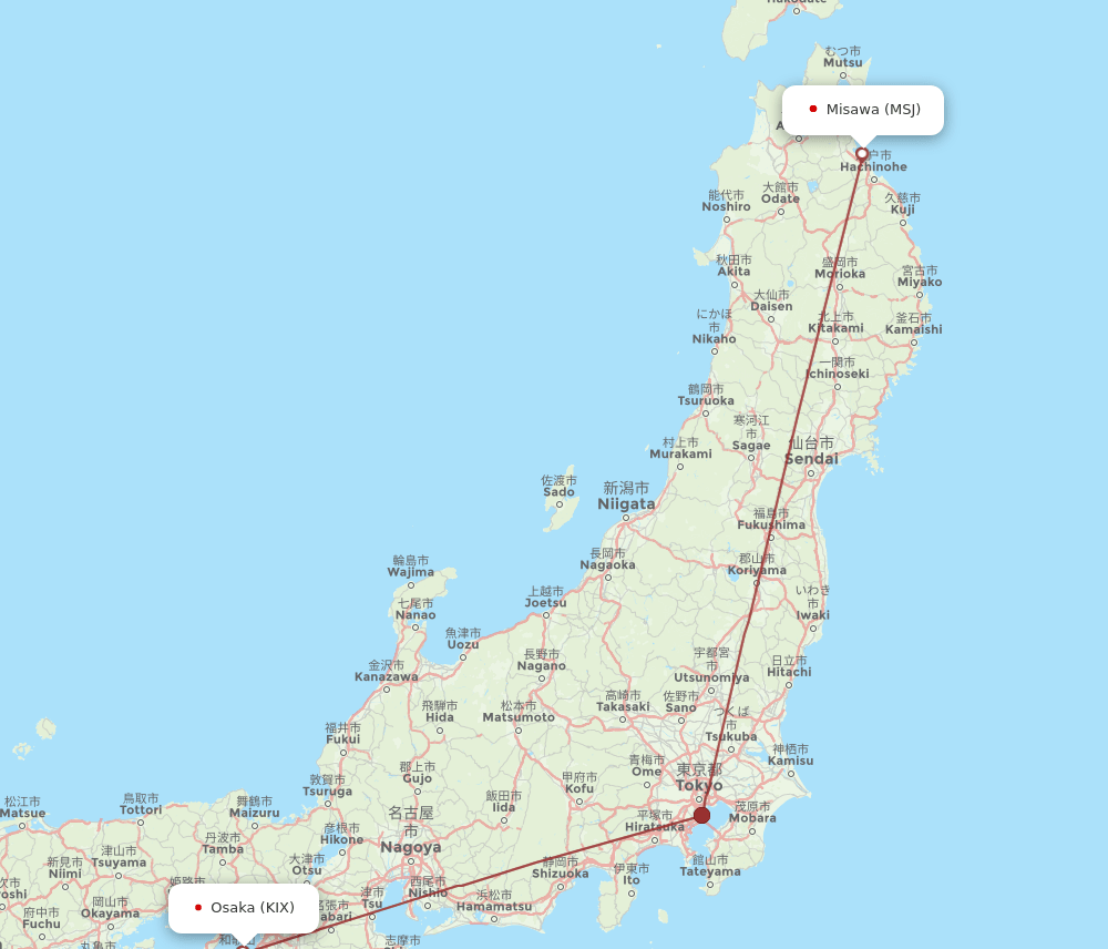 KIX to MSJ flights and routes map