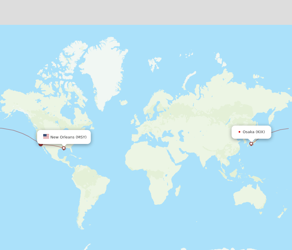 KIX to MSY flights and routes map