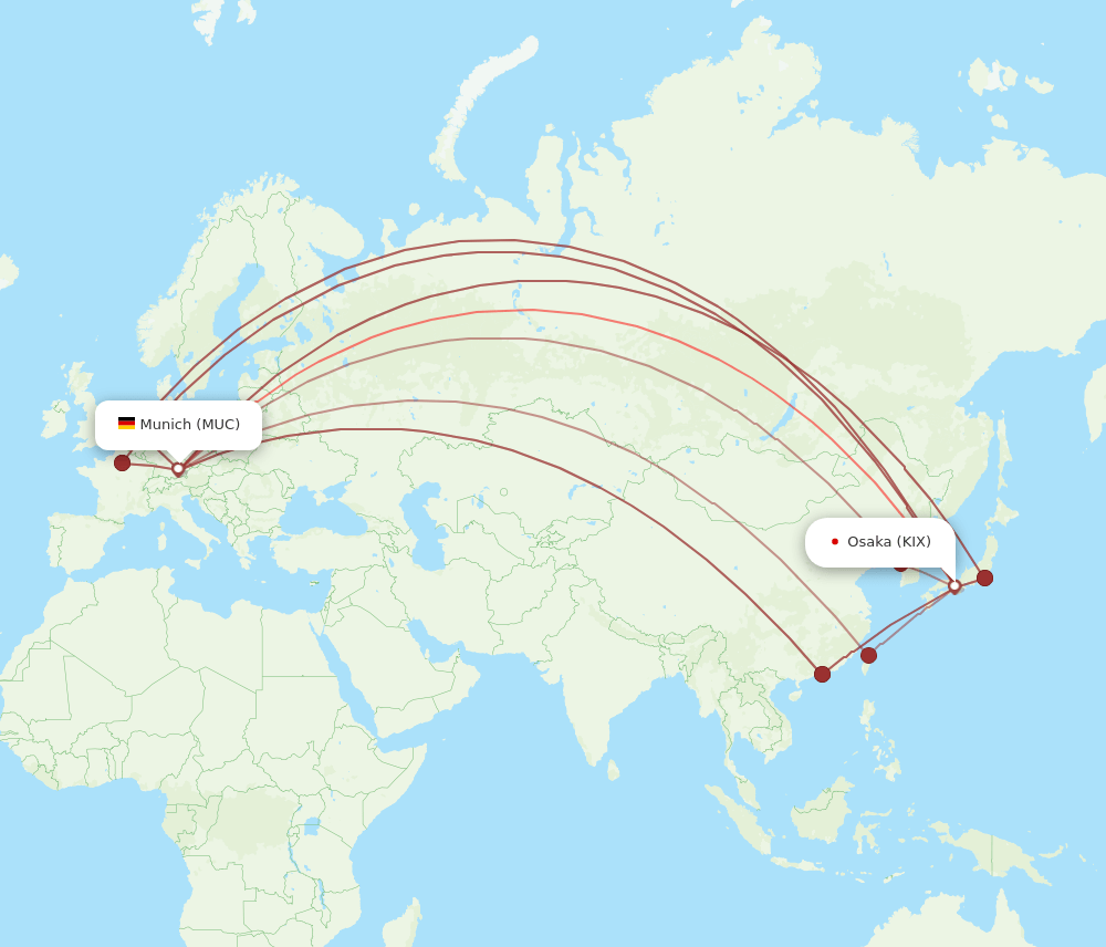 KIX-MUC flight routes