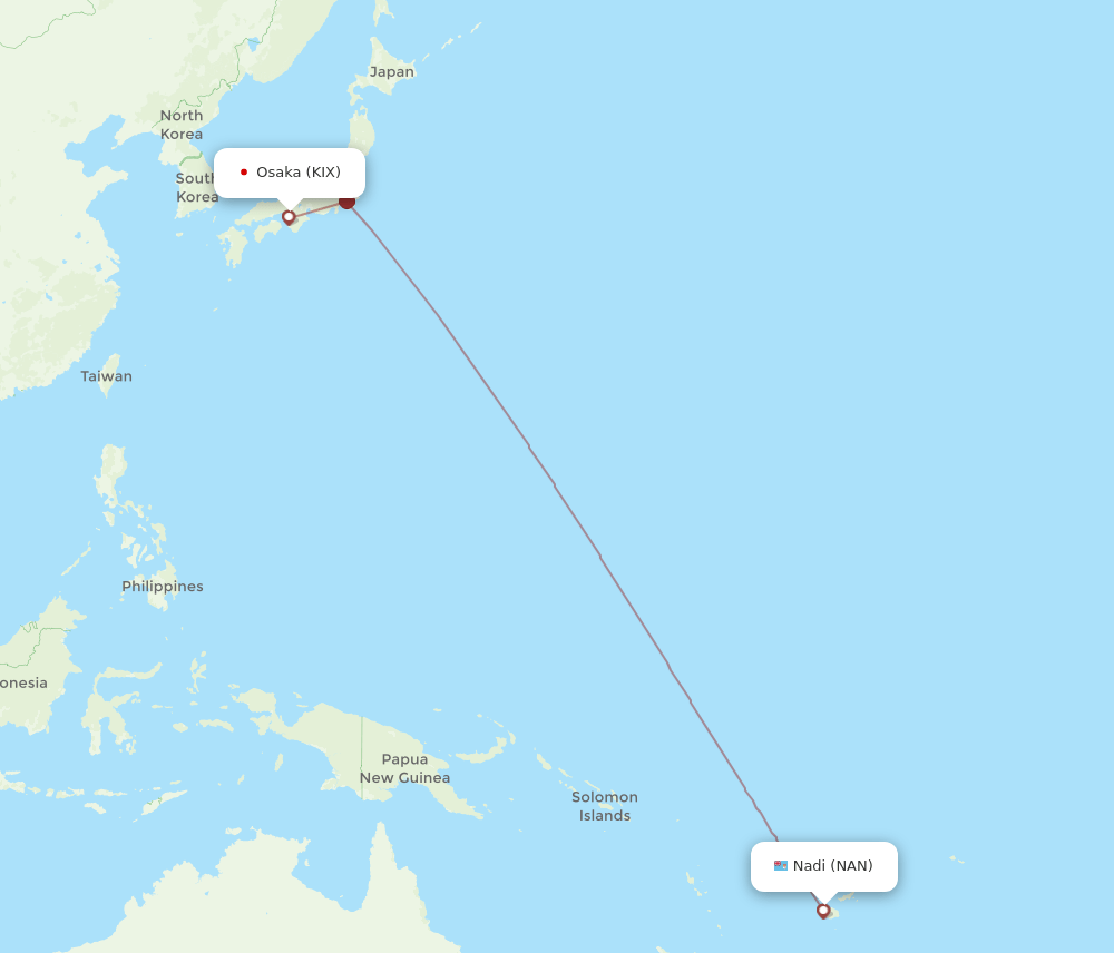 KIX-NAN flight routes