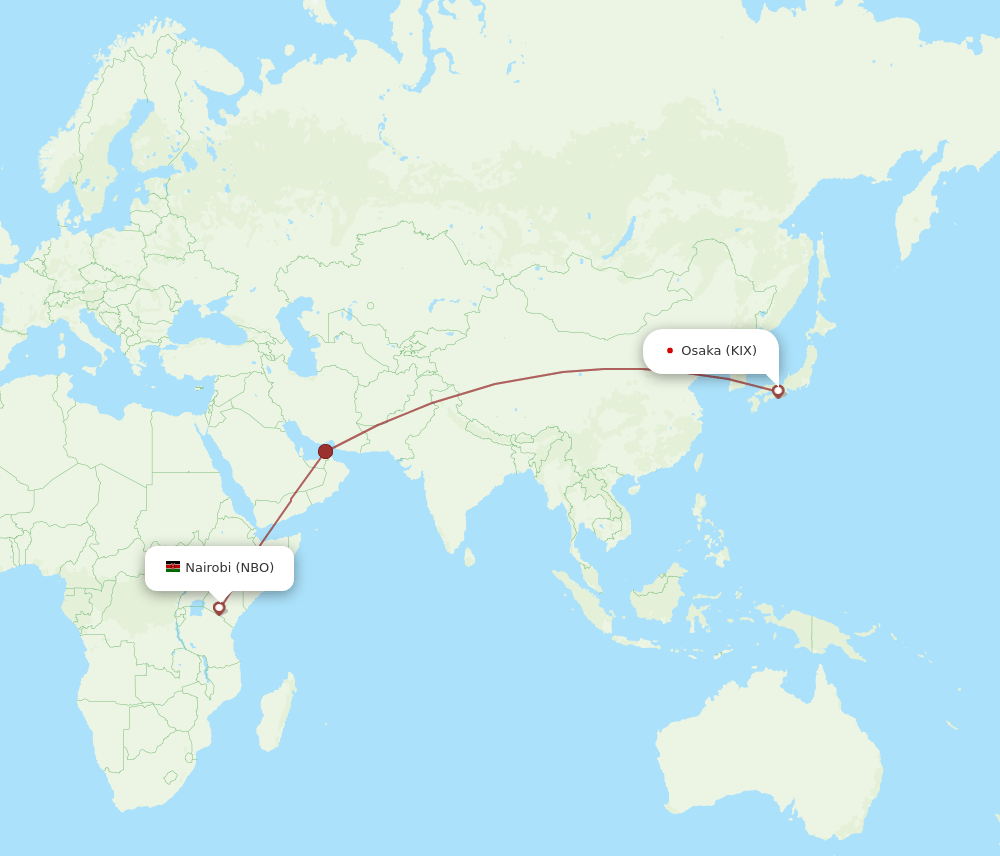 KIX-NBO flight routes
