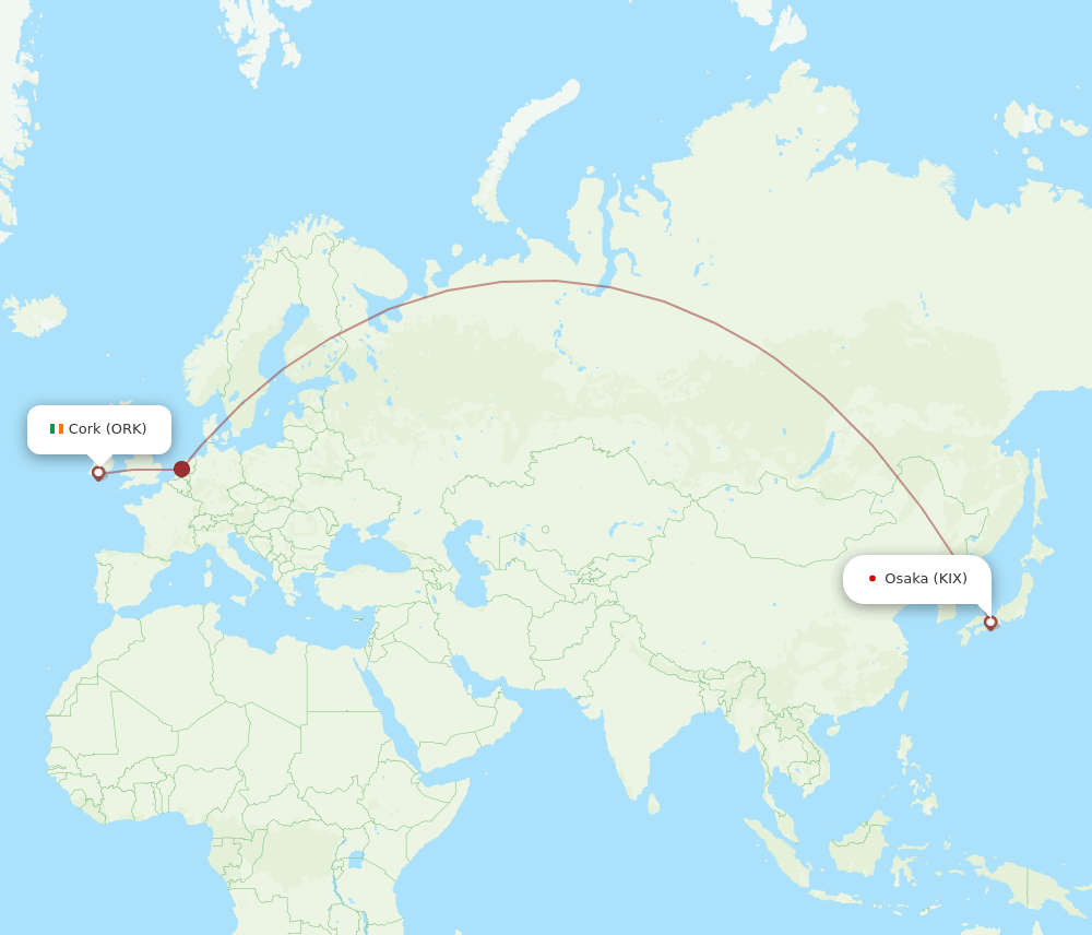 KIX-ORK flight routes