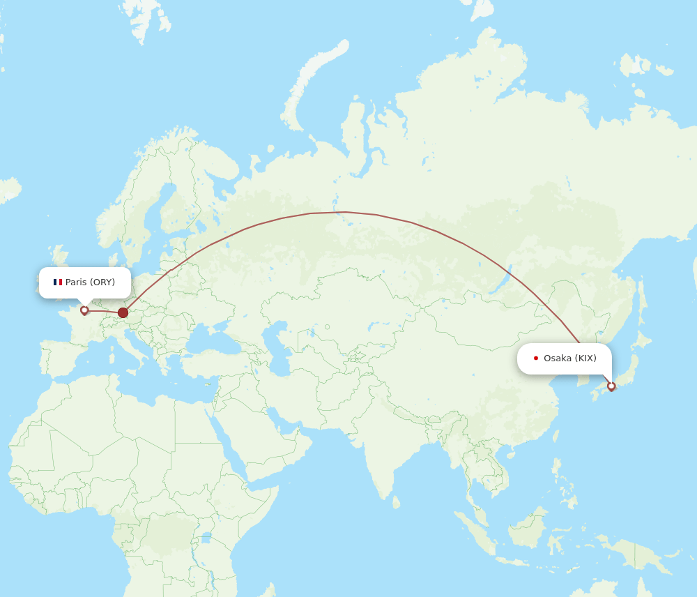 KIX to ORY flights and routes map