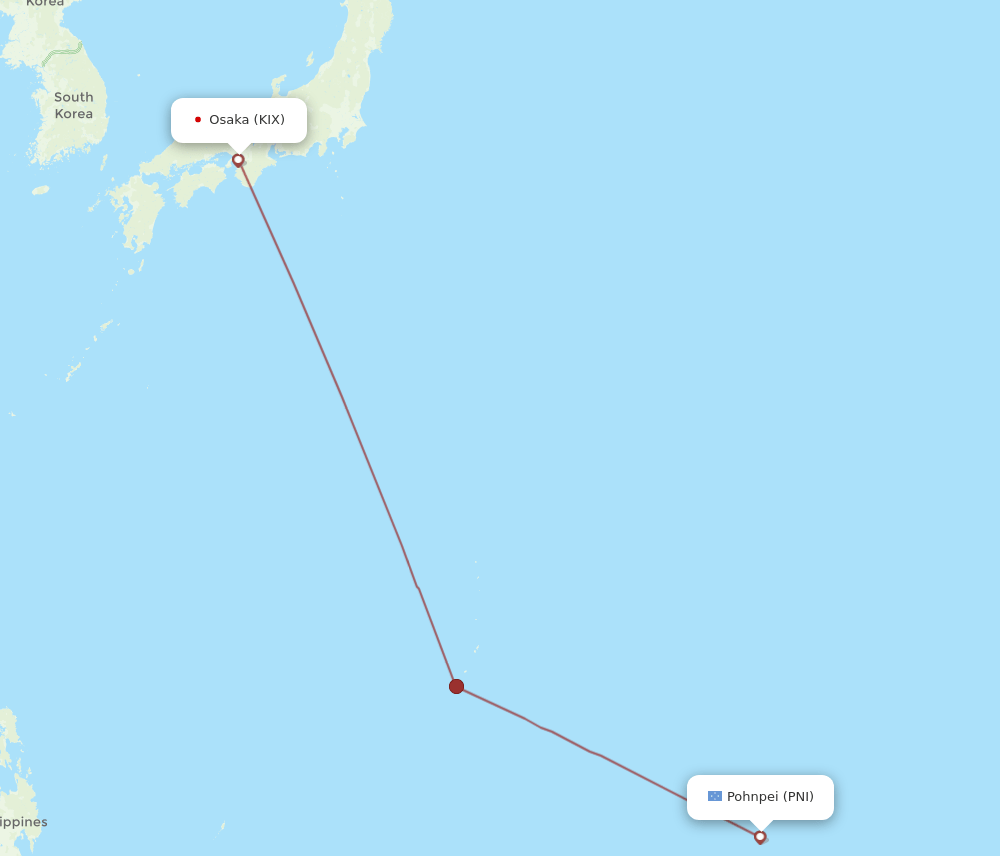 PNI to KIX flights and routes map