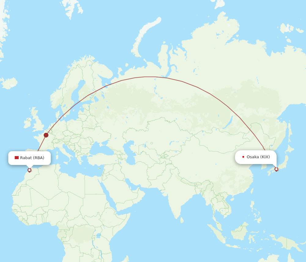 KIX-RBA flight routes