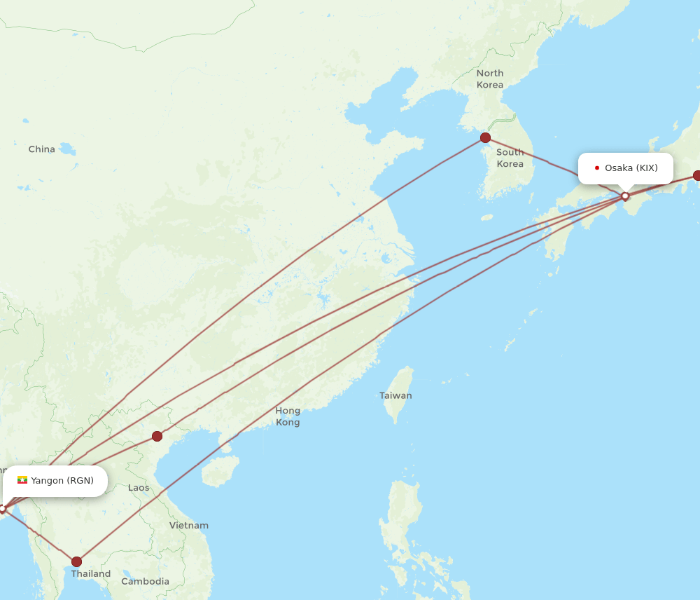 KIX-RGN flight routes