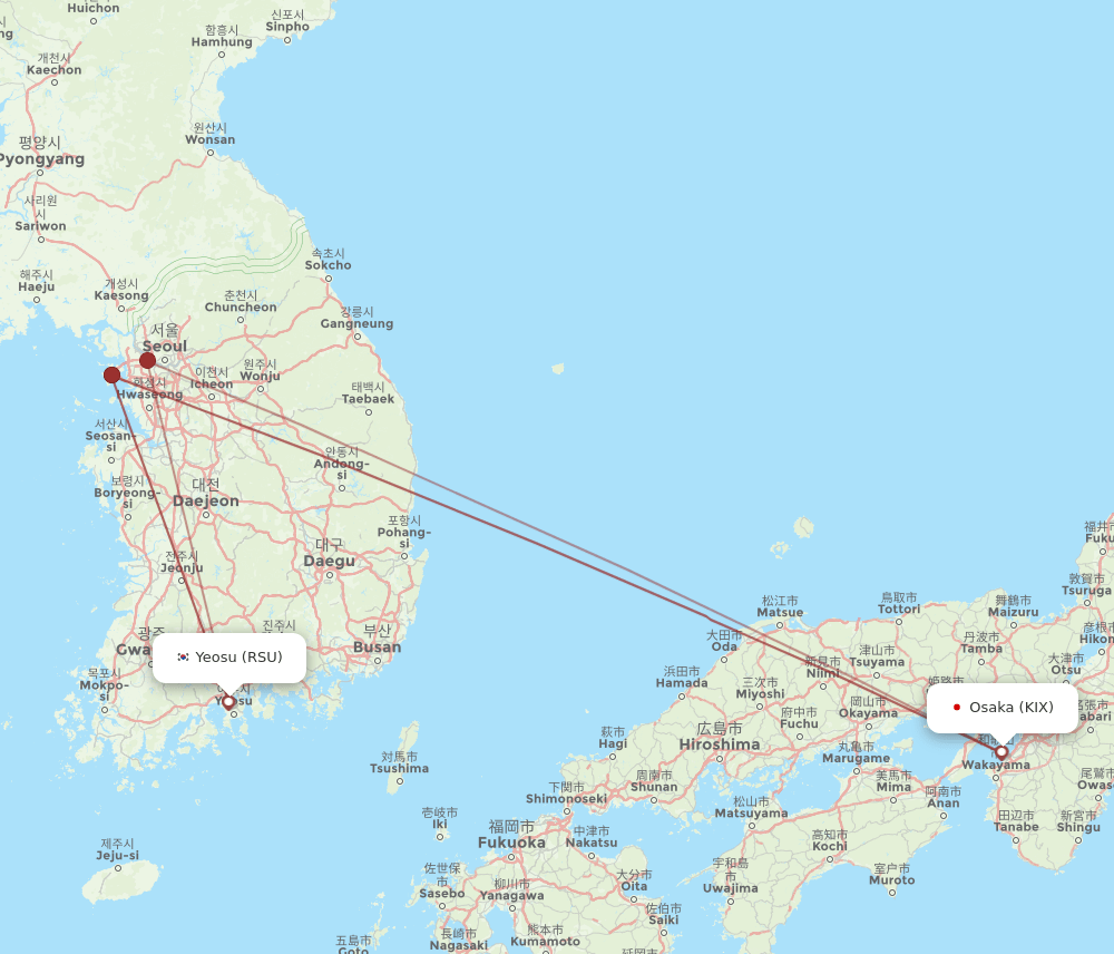 KIX-RSU flight routes