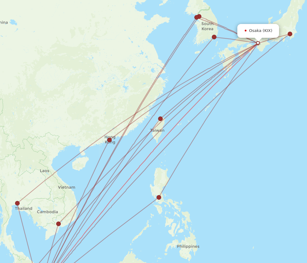 KIX to SIN flights and routes map