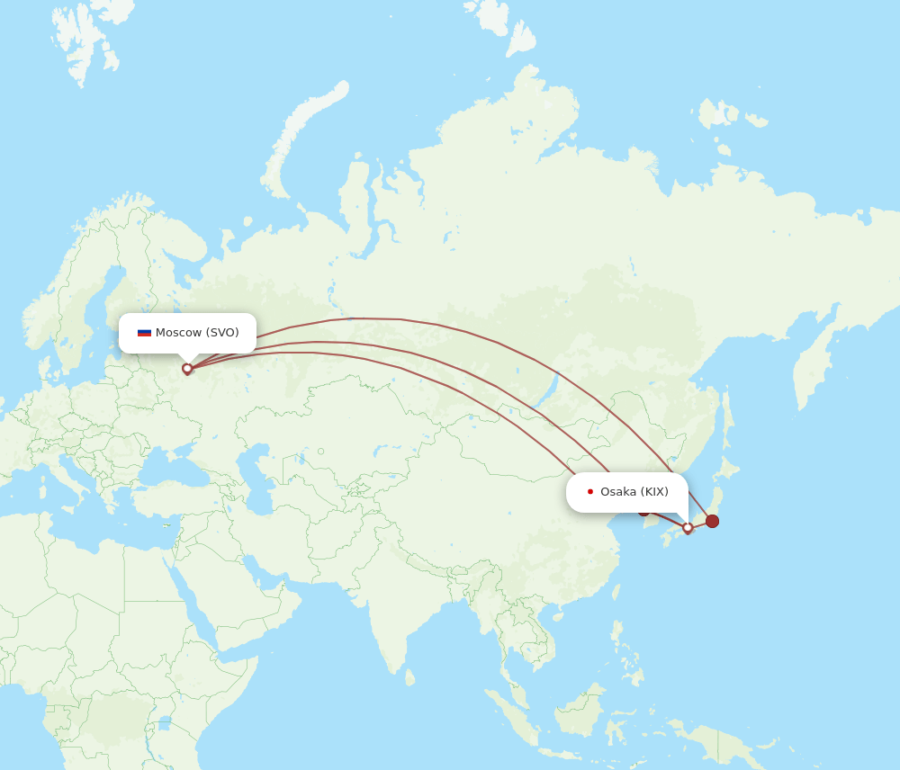 KIX to SVO flights and routes map