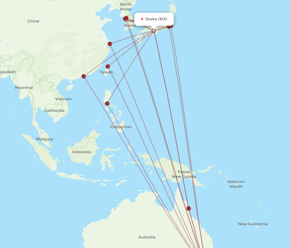 KIX to SYD flights and routes map