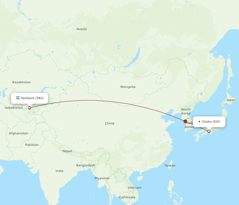 KIX-TAS flight routes