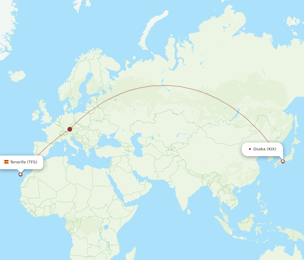 KIX-TFS flight routes