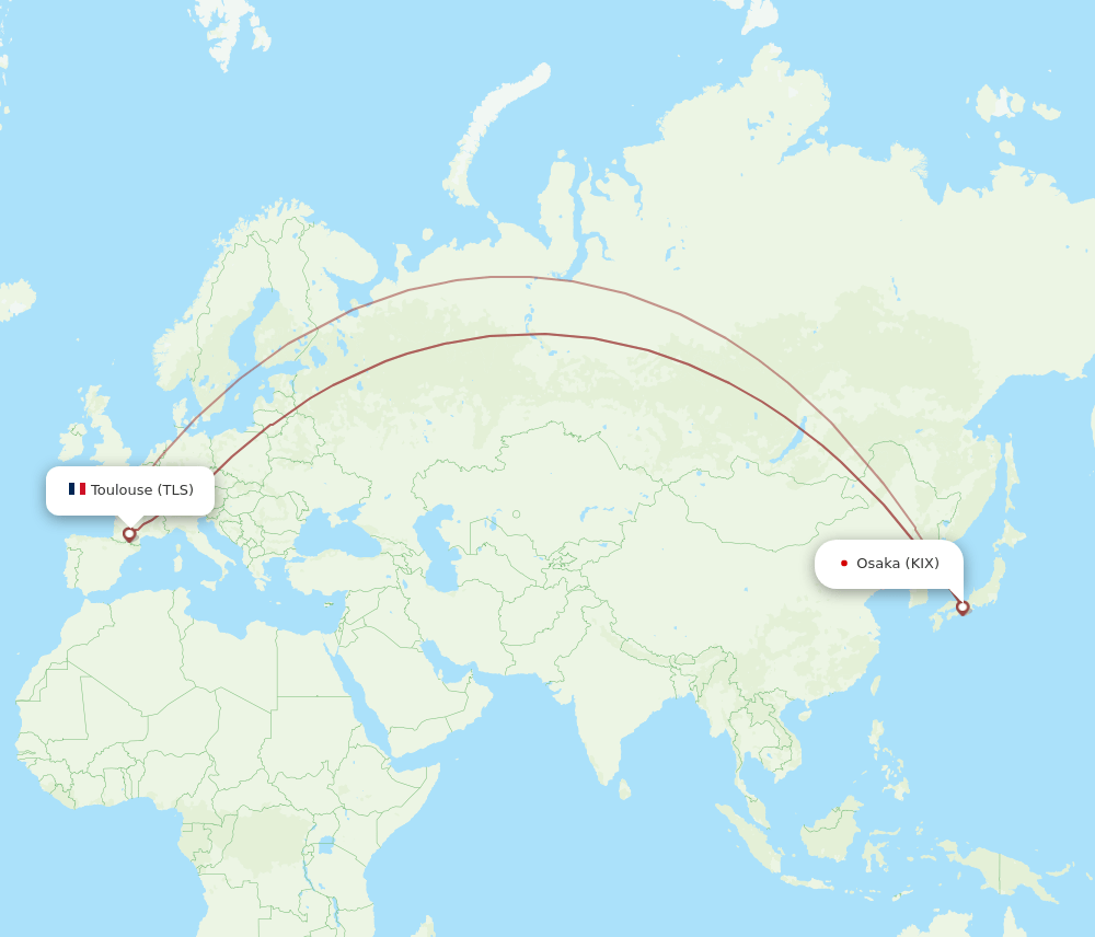 KIX-TLS flight routes