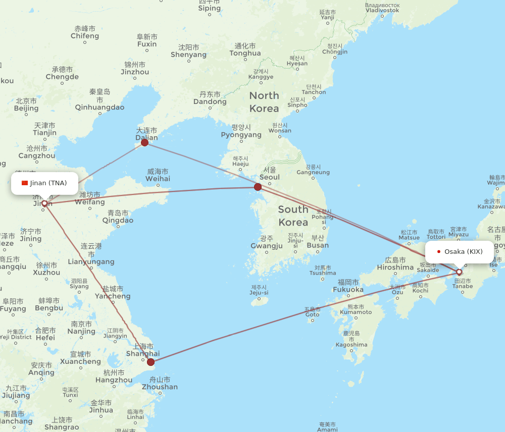 KIX to TNA flights and routes map