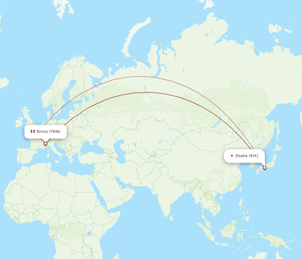 KIX to TRN flights and routes map