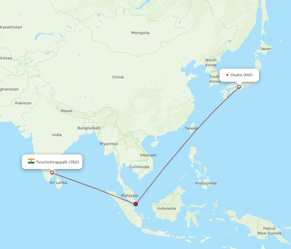 KIX to TRZ flights and routes map