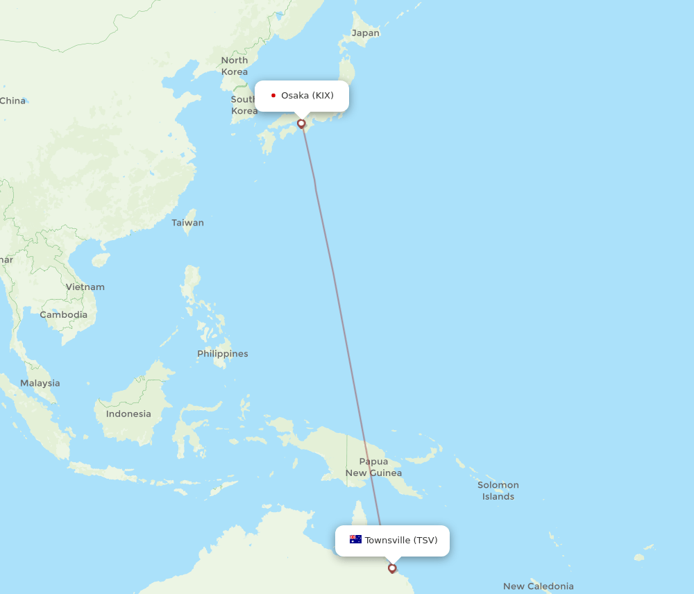 KIX-TSV flight routes