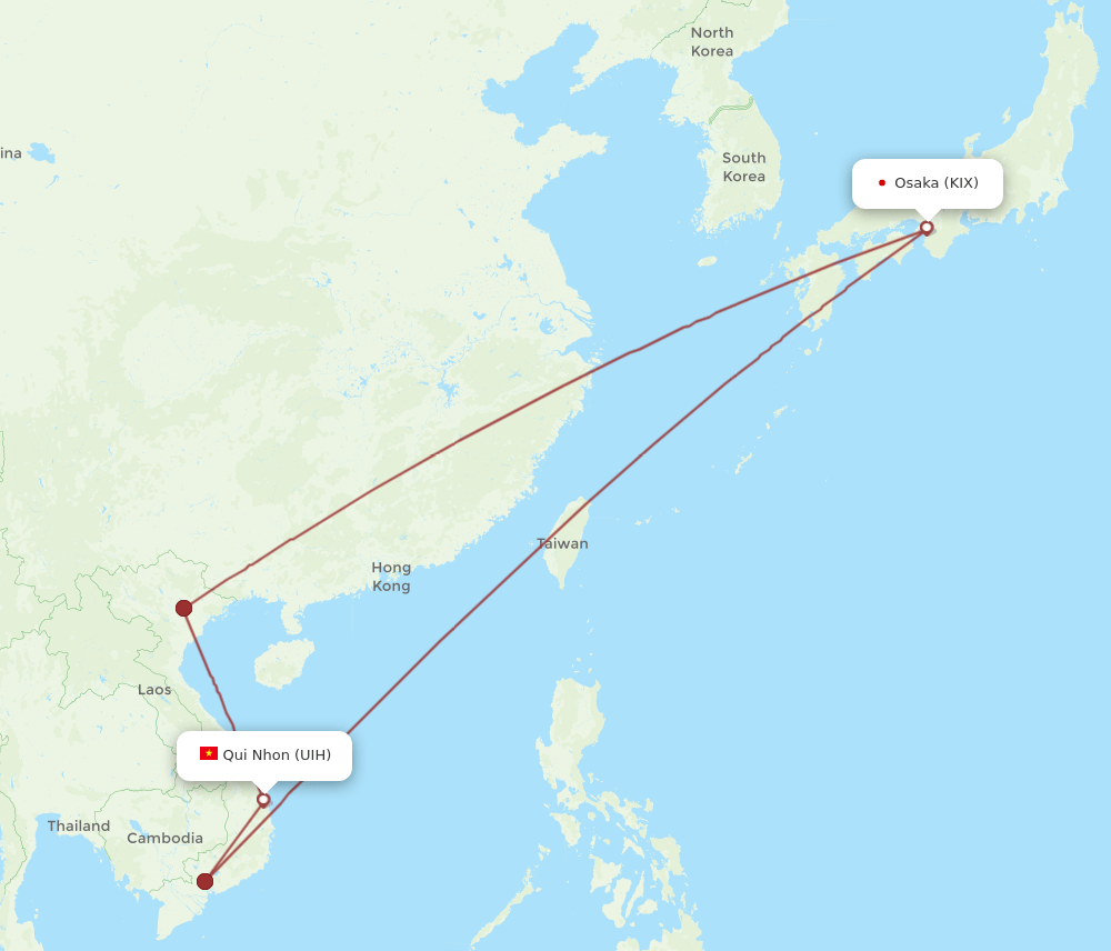 KIX-UIH flight routes