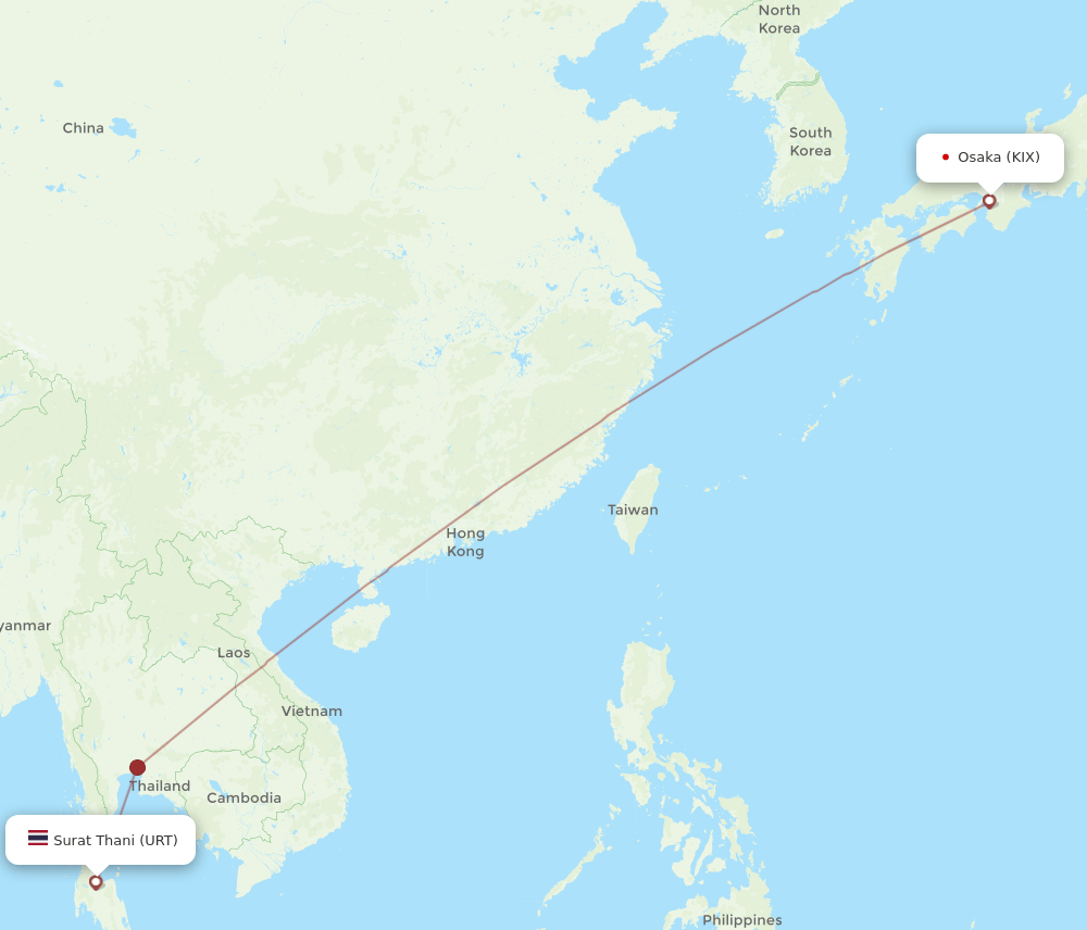 KIX to URT flights and routes map