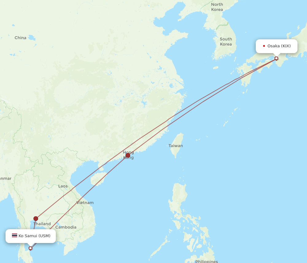 KIX to USM flights and routes map