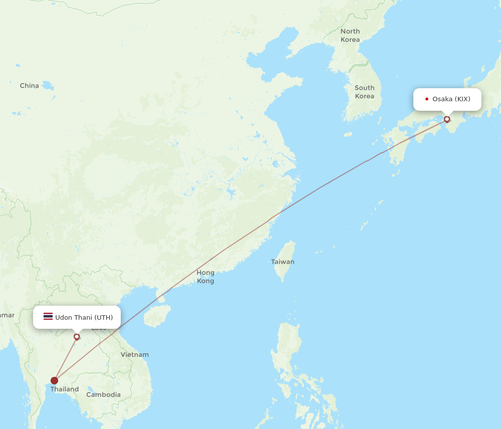 KIX to UTH flights and routes map