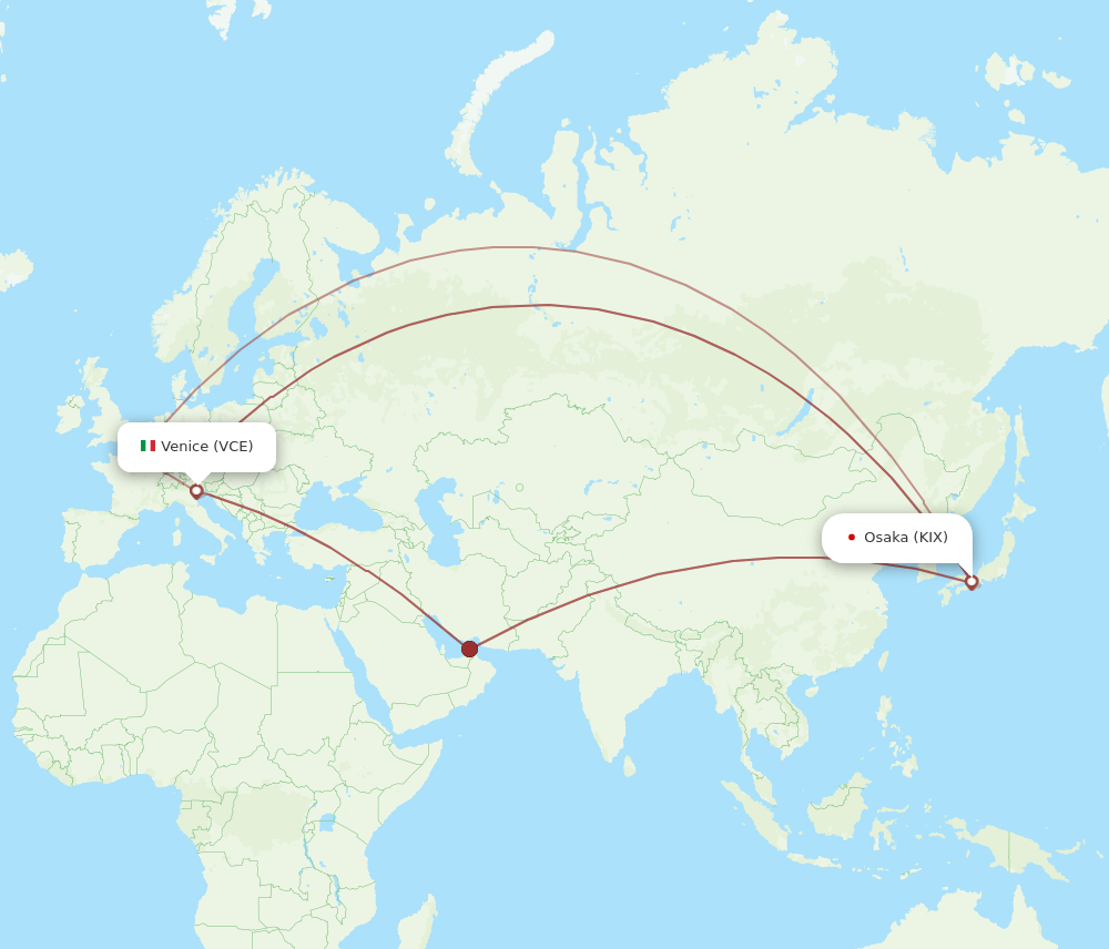 KIX-VCE flight routes