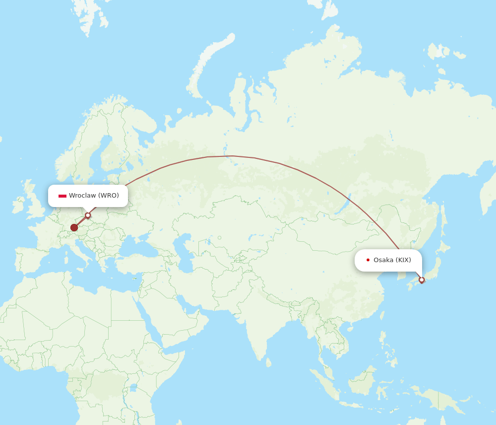 KIX-WRO flight routes
