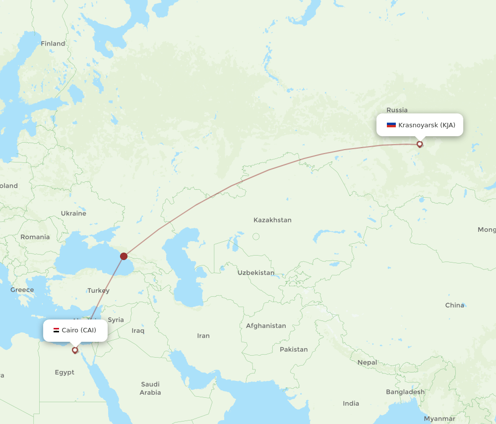 KJA-CAI flight routes