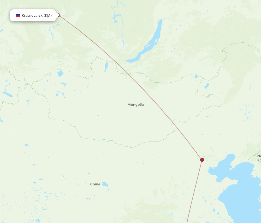 Krasnojarsk - Changsha route map and flight paths