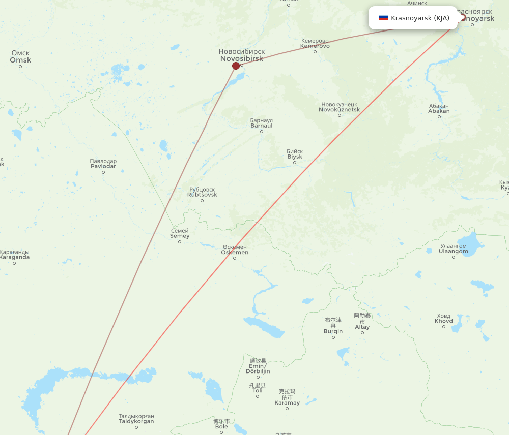 KJA-FRU flight routes