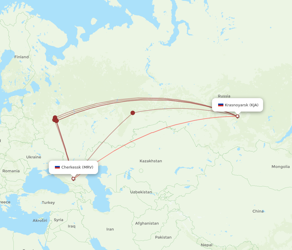 KJA to MRV flights and routes map