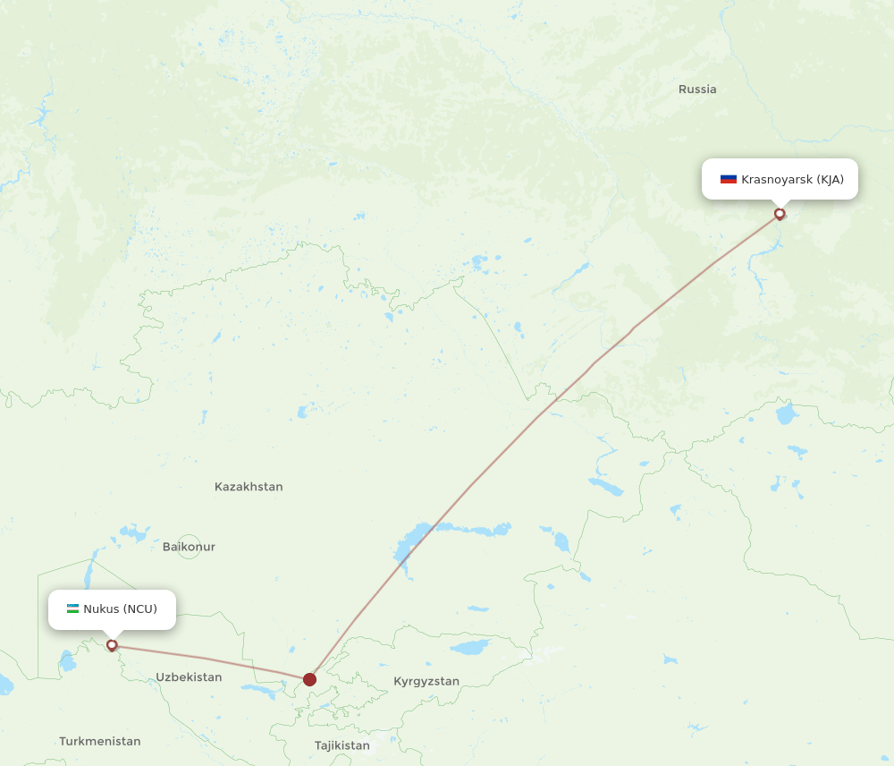 KJA-NCU flight routes