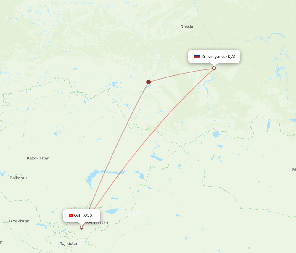 KJA to OSS flights and routes map