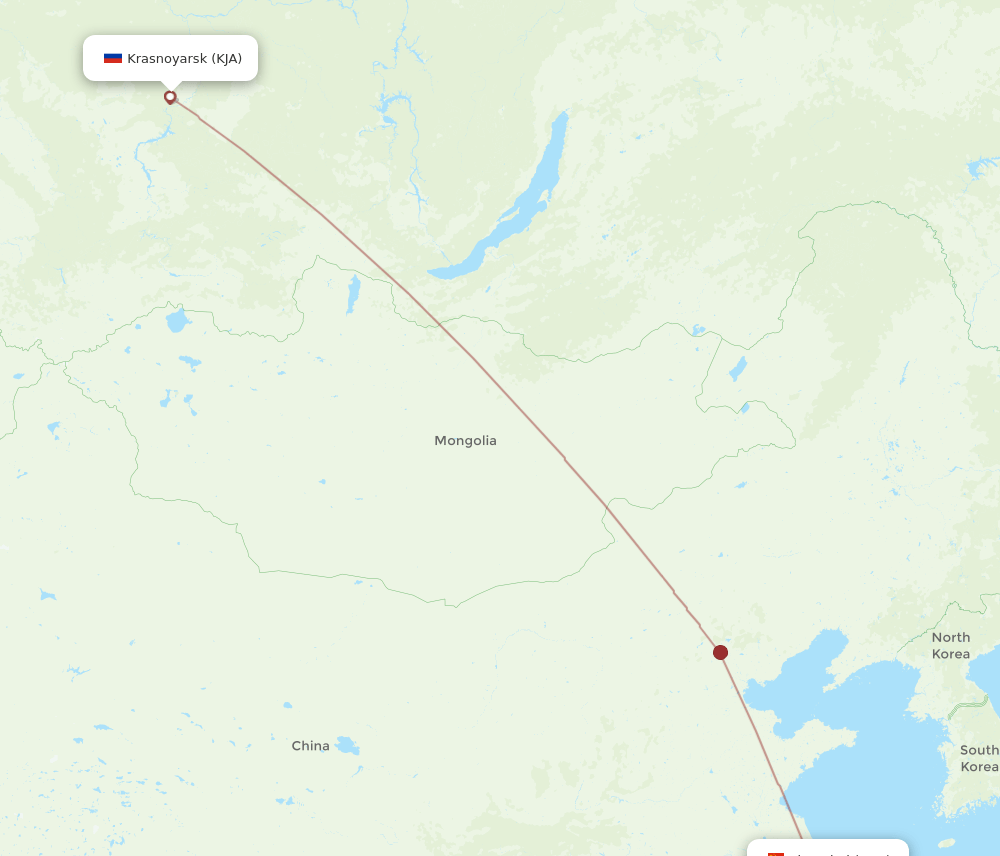 KJA-SHA flight routes