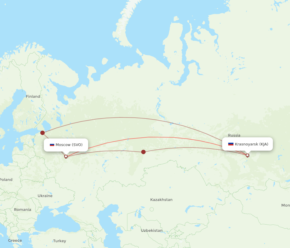 KJA-SVO flight routes