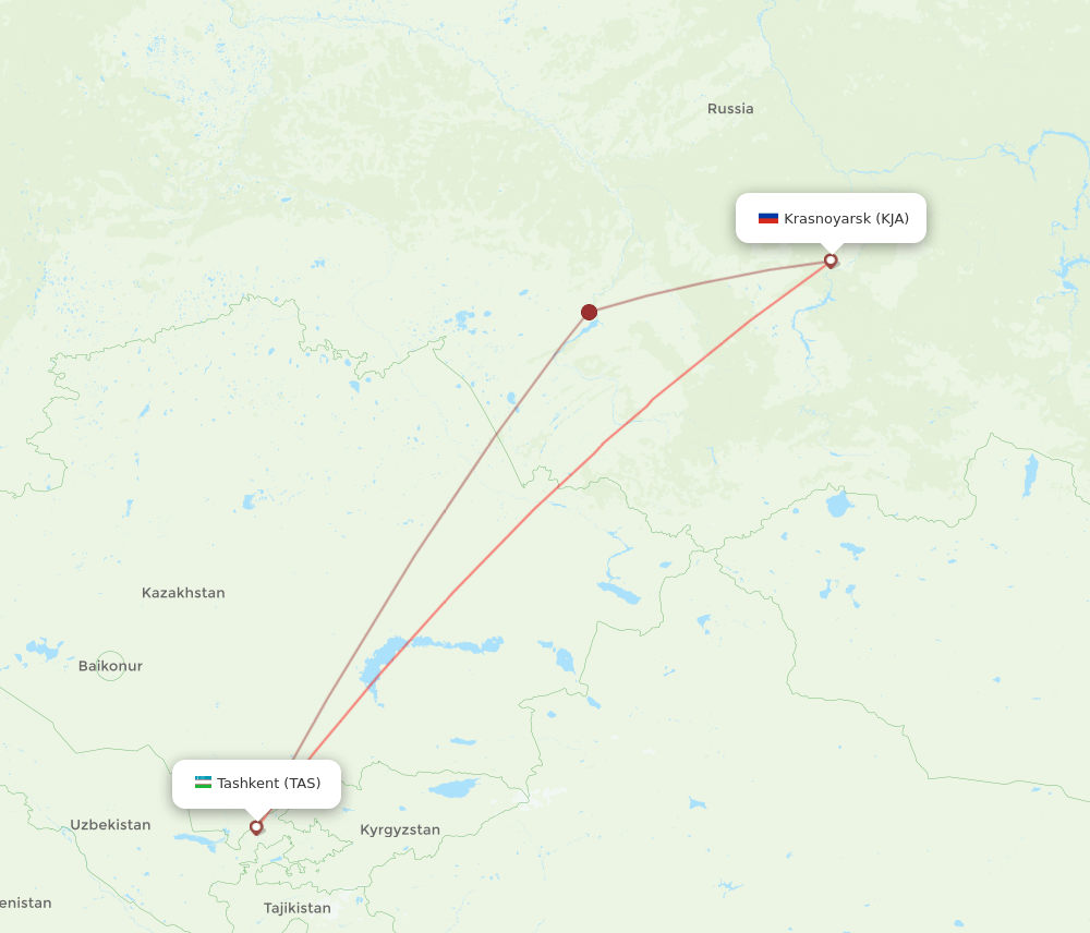 KJA-TAS flight routes