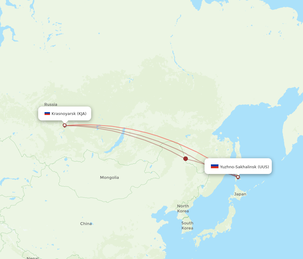 KJA to UUS flights and routes map