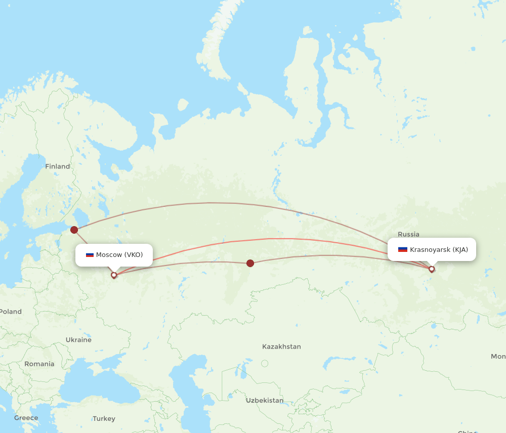 KJA-VKO flight routes