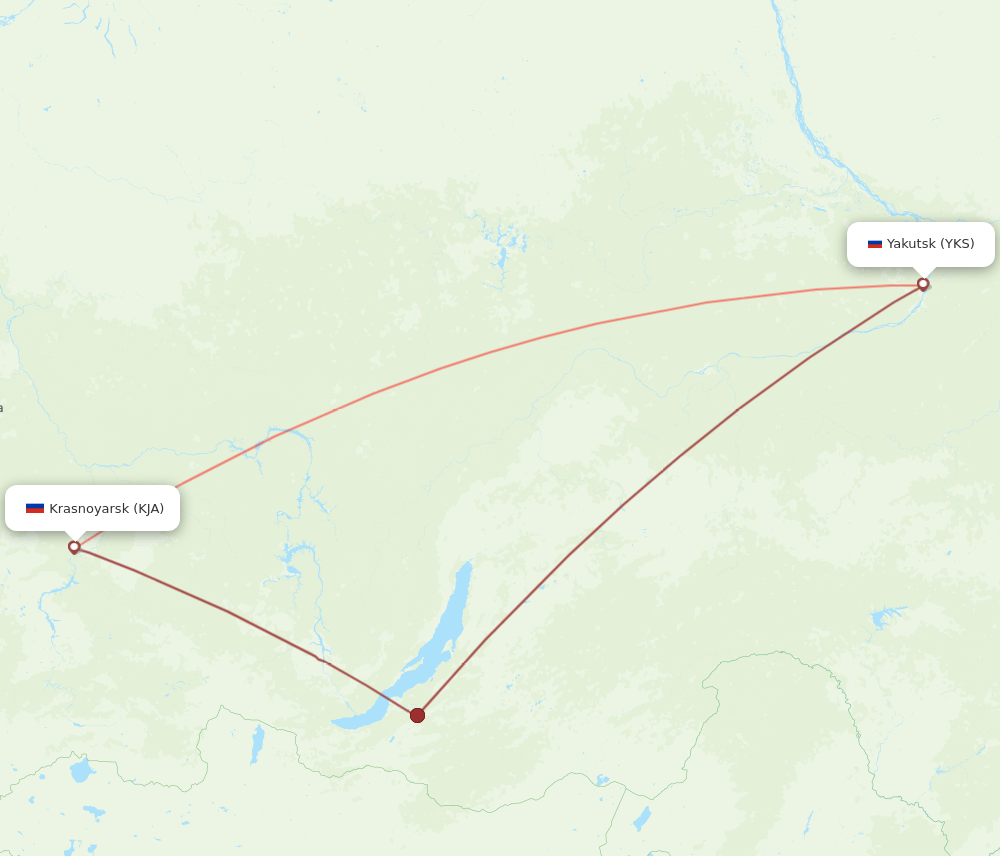 KJA-YKS flight routes