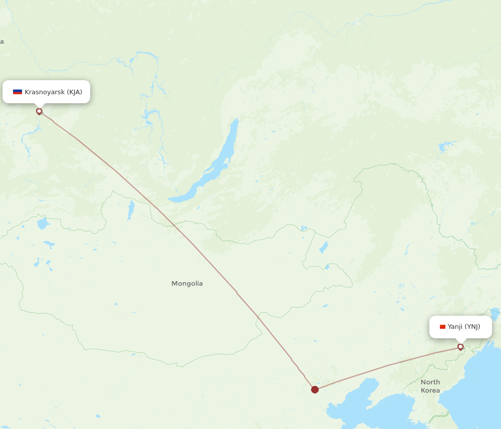 KJA-YNJ flight routes