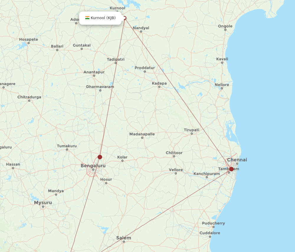 KJB-CJB flight routes