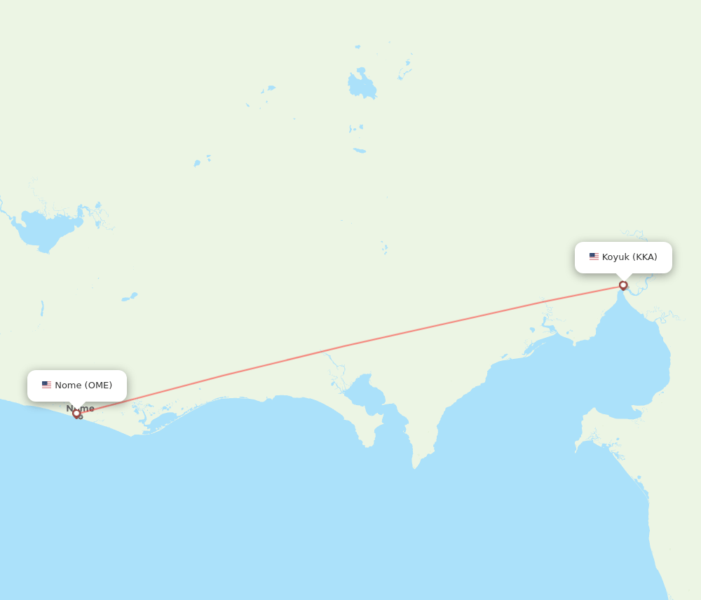 Koyuk - Nome route map and flight paths