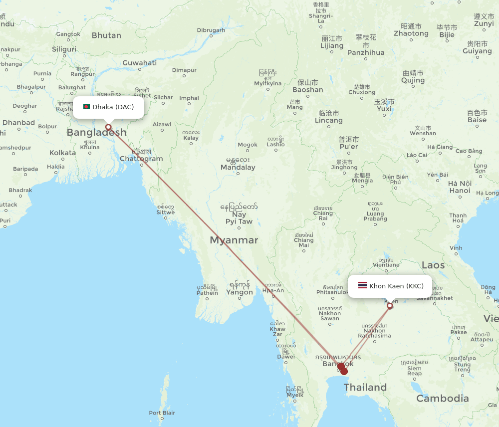 KKC-DAC flight routes